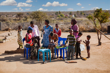 Wall Mural - african family in the village