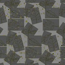 Pattern Of Gray Rectangles And Painted Leaves.3d.