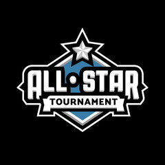 Wall Mural - All stars game logo, emblem on a dark background. Vector illustration.