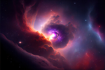 nebula and galaxies in space cosmos background, generative ai