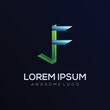 J F letter colorful logo illustration