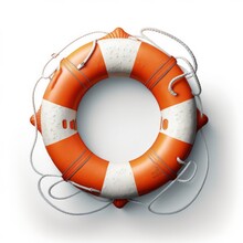 Orange Safety Life Preserver Buoy Isolated On A White Background