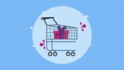 Wall Mural - shopping cart market with gift