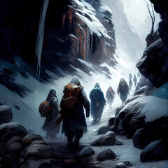 Wall Mural - cold artic winter landscape expedition - by generative ai