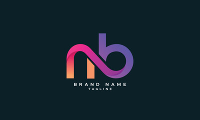 NB, BN, Abstract initial monogram letter alphabet logo design