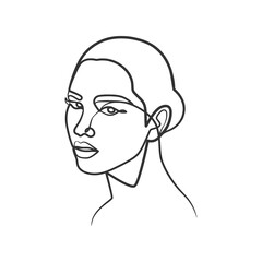 Wall Mural - Woman face continuous line drawing