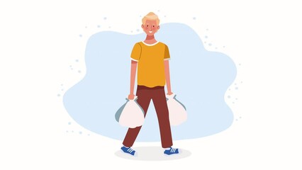 Poster - blond man with shopping bags