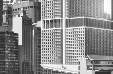 Wall Mural - Monochromatic photo of Manhattan diverse architecture, New York City, USA.