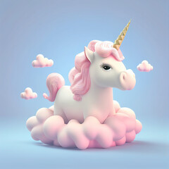  Cute Cartoon Unicorn. Generative Ai