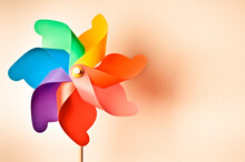 Rainbow Colors Plastic Pinwheel 