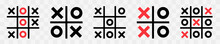 Tic Tac Toe Icon Flat Style. Tic Tac Toe Game Icons Set. Tic Tac Toe Variations Table Icon. Tic Tac Toe Templates Isolated. Vector Illustration
