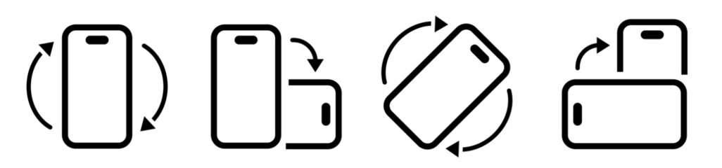 Canvas Print - Rotate smartphone icon set. Screen rotation. Device rotation symbol. Horisontal rotation. Vector illustration