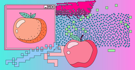Poster - Collage of a user interface elements. Vector illustration for programming and IT subjects.