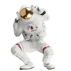 Wall Mural - astronaut posing like space parson in-universe 3d render with transparent background