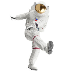 astronaut posing like space parson in-universe 3d render with transparent background