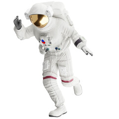 Wall Mural - astronaut posing like space parson in-universe 3d render with transparent background