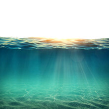 Deep Sea Or Under The Deep Water Horizon Sun Rays Light