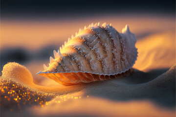 Wall Mural - Shell on the sand beach