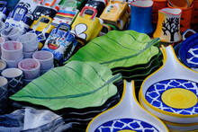 Hand Made Colorful Ceramic Pottery. Hand Painted Pottery. Traditional Pottery Fair In Pune, India.