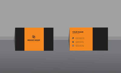 Wall Mural - clean business card template, black and orange color business card template