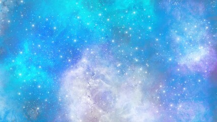 Sky background material neon nebula fairy tale. Dreamy night with magic lights stars and fantasy hand-drawn cosmic texture illustration 