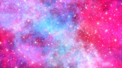 Sky background material neon nebula fairy tale. Dreamy night with magic lights stars and fantasy hand-drawn cosmic texture illustration 