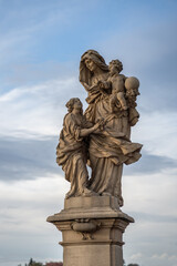 Poster - Statue of St. Anne at Charles Bridge - Prague, Czech Republic