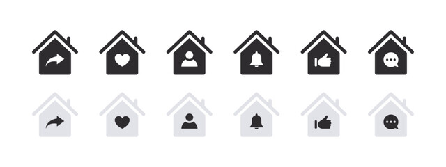 Wall Mural - House signs. Home icon set. Real estate. House icons with different signs. Vector illustration
