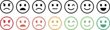 Set Of Emoticons With Different Moods. Bad, Awful, Normal, Good, Excellent. Emoji Faces Collection.