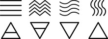 Set Of Four Elements Icons. Wind, Fire, Water, Earth Symbol. Pictograph Symbols. PNG Image
