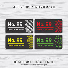 Laser cutting template files for house numbers, housing numbers, room numbers, villas, pavilions, apartments, and street names