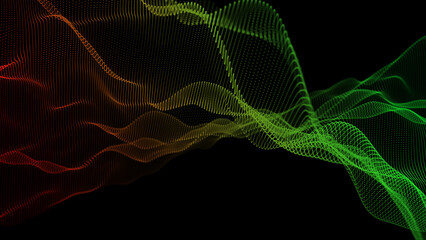 Wall Mural - wave of dots and weave lines. abstract background. network connection structure. 3d rendering.