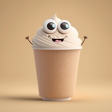 Cute Cartoon Cappuccino Character