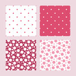 © Contes de fée  - Abstract polka dot seamless patterns set vector illustration in bright vibrant magenta shades color, repeat ornament for textile, fabric, cute home decor