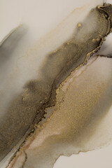  Art Abstract watercolor and alcohol ink flow blot painting. Brown, beige color with gold glitter. Canvas marble texture background.