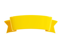 Yellow Ribbon Banner 3d Render - Illustration Of Glossy Text Box For Title Sign Or Advertising Message.