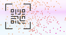 Image Of Qr Code Over Dots And Connections On Pink And Blue Background