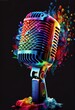 Colorful Microphone - classic generic microphone style not based on any real products. Generative AI image representing sonic sounds and music