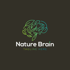 Wall Mural - Health Brain logo, Nature Mind logo template, Education logo symbol