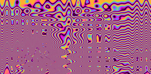 Aufkleber - Texture of a glitched TV screen with wavy and distorted moire pattern in acid colors.