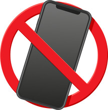 Warning Sign No Cell Phone, Not Allowed Calls, Smartphone Illustration, Prohibition Sign Do Not Use Mobile Telephones