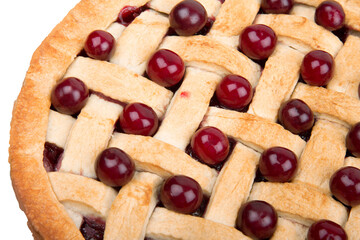 Poster - Delicious baked cherry pie, top view