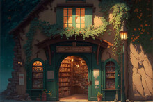 A Magical Bookstore Filled With Stories. Superb Anime-styled And DnD Environment