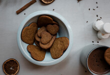 Heart Shaped Biscuits In A Blue Bowl With Decorations