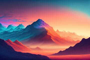 Abstract Colorful Mountain Gradient Design for Wallpapers