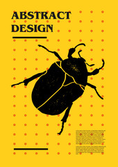Wall Mural - Maybug, chafer, cockchafer. Set of vector posters with insects. Engraving illustrations and typography. Background images for cover, banner