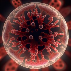 Wall Mural - Virus infected blood cells. 3d render virus bacterium under high magnificationun human blood