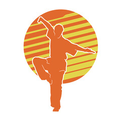 Poster - Pencak silat, Indonesia traditional martial art athlete vector silhouette.