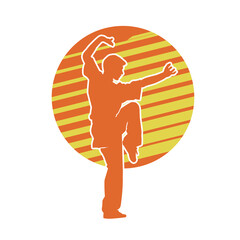 Wall Mural - Pencak silat, Indonesia traditional martial art athlete vector silhouette. 