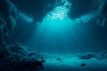 Artistic Underwater Photo Of Waves. From A Scuba Dive In The Canary Island In The Atlantic Ocean. Underwater Sea Deep, Sea Deep Blue Sea. Generative Ai